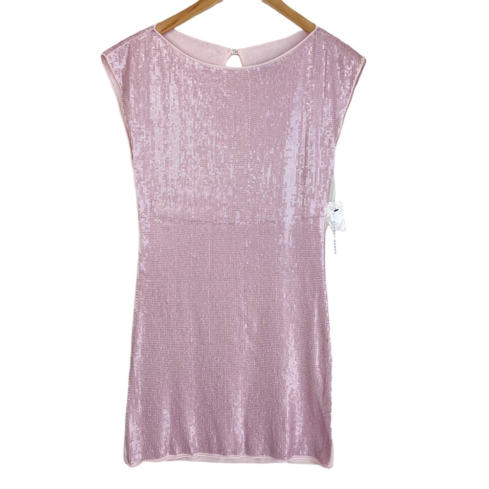 Alice + Olivia Pink Sequin Mini Dress Key Hole Back Size Small